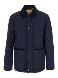 BURBERRY Burberry Men Blue Jacket With A Classic Collar And Two Front Pockets In Tech Fabric For Men