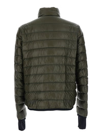 Moncler Grenoble Men 'Hers' Green Down Jacket With High Collar And Logo Patch On The Sleeve In Tech Fabric Man