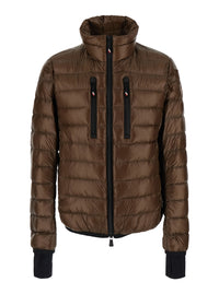 Moncler Grenoble Men 'Hers' Brown Down Jacket With High Neck And Logo Patch On The Sleeve In Tech Fabric Men