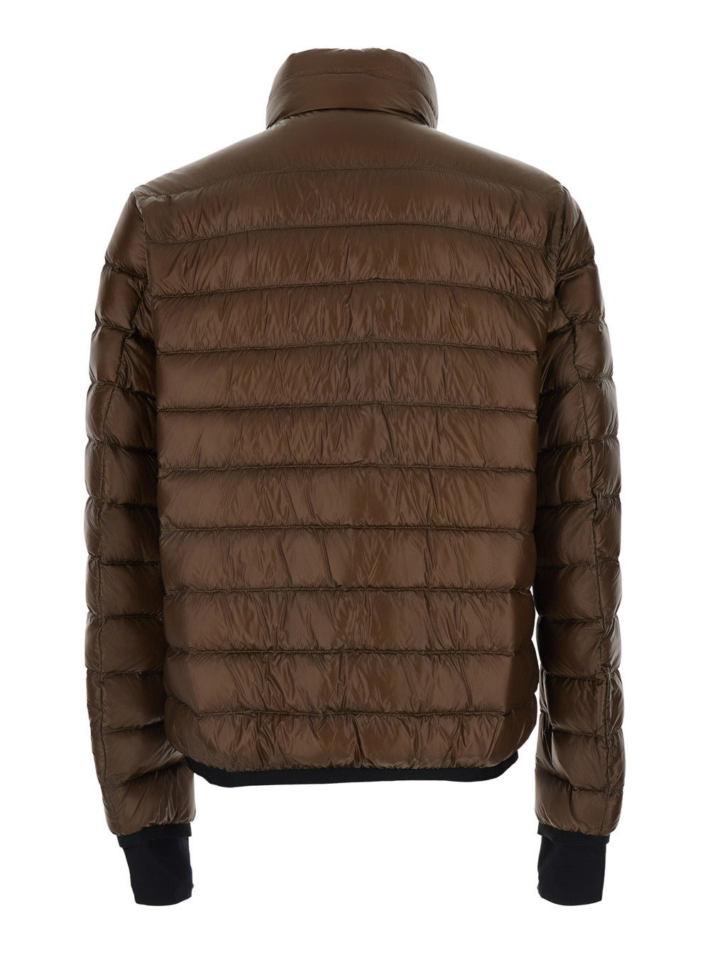 Moncler Grenoble Men 'Hers' Brown Down Jacket With High Neck And Logo Patch On The Sleeve In Tech Fabric Men