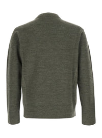 MONCLER GRENOBLE Moncler Grenoble Men Green Crewneck Sweater With Logo Patch On The Front In Wool Men