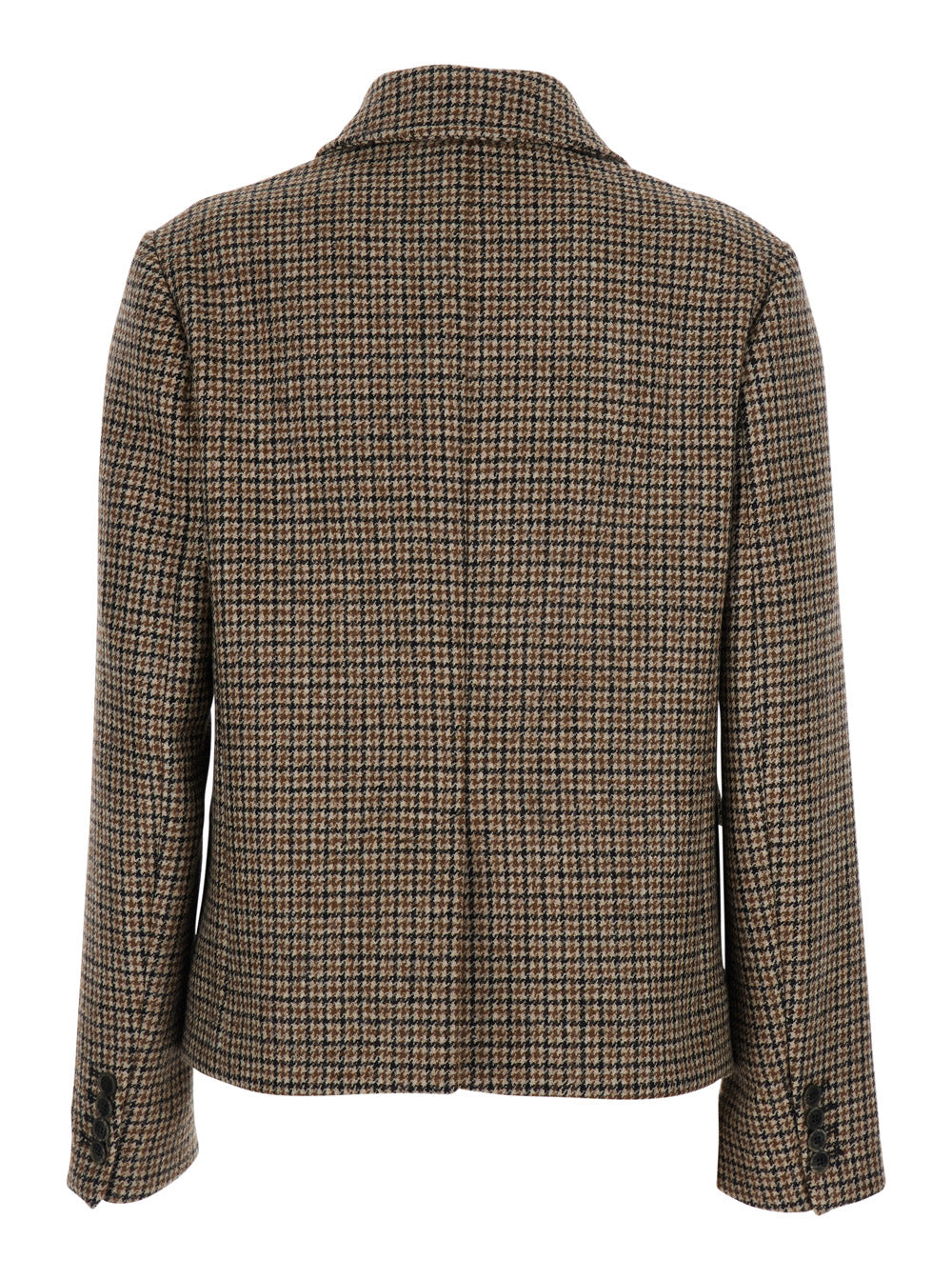 P.A.R.O.S.H. Women Beige Jacket With Classic Collar And All-Over Check Motif In Wool For Women