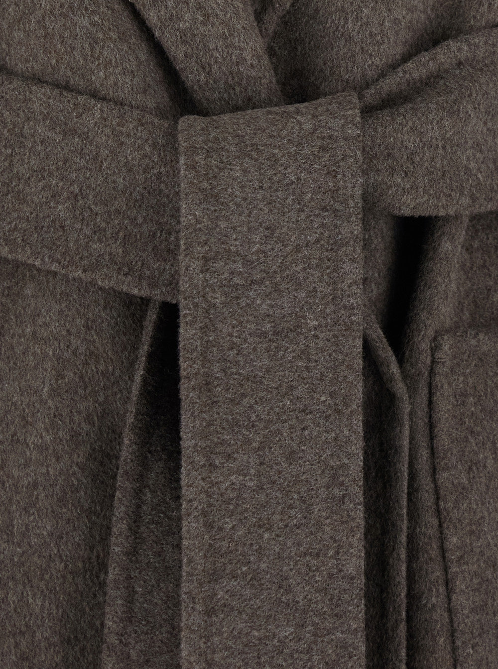 'S Maxmara Women 'Peonia' Brown Coat With Lapel Collar And Tie Belt At The Waist In Wool For Women