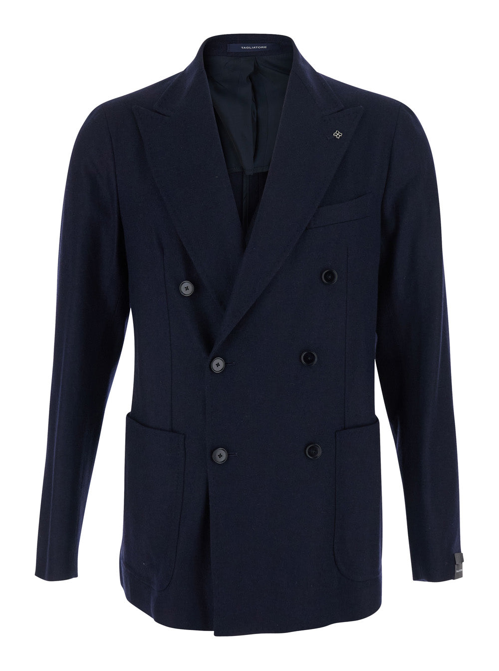 Tagliatore Men 'Montecarlo' Blue Double-Breasted Jacket With Wide Notched Revers In Fabric For Men