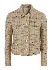 Tagliatore Women Beige Jacket With Classic Collar And Button Closure In Bouclé Fabric For Women