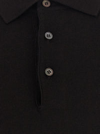 Tagliatore Men Brown Sweater With Polo Shirt-Style Collar In Wool Blend Men