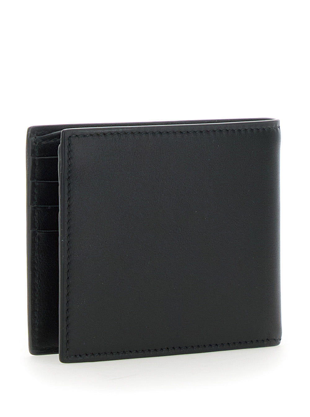 GUCCI Gucci Men Black Leather Men's Bi-Fold Wallet With Logo Plate On The Front