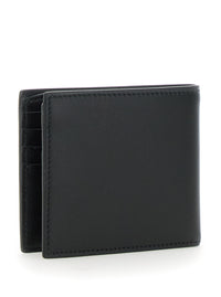 GUCCI Gucci Men Black Leather Men's Bi-Fold Wallet With Logo Plate On The Front