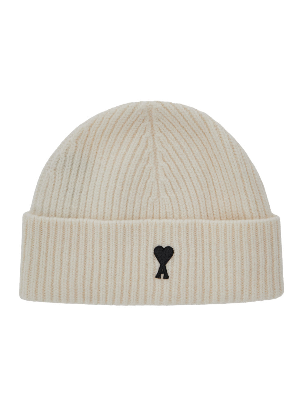 Ami Paris Men White Beanie With Adc Embroidery On The Front In Wool For Men