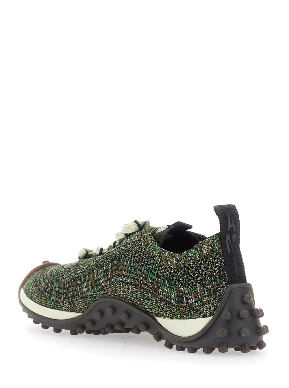 Ami Paris Men Mirage Sneakers With Rubber Sole And Tech Fabric Upper Brown Men