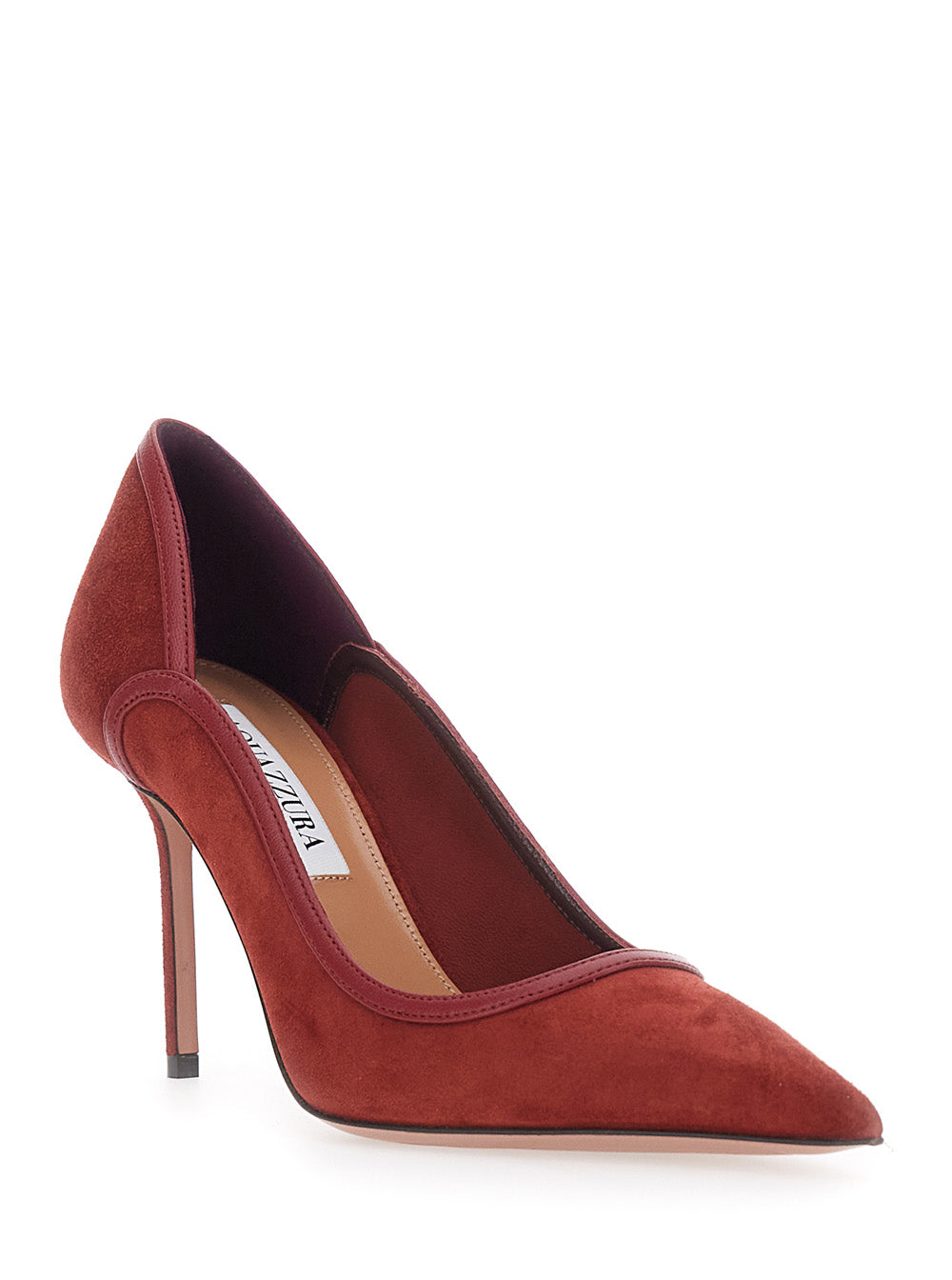 Aquazzura Women Red Pointed-Toe Pumps With Logo On The Insole In Suede Women