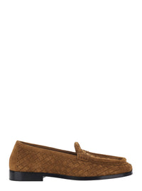 BOTTEGA VENETA Bottega Veneta Women 'Silenzio' Beige Loafers With Rounded Toe And Woven Motif In Suede Woman