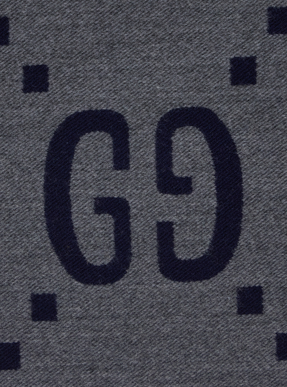 Gucci Men Grey Scarf With Fringed Trim And All-Over Gg Motif In Wool For Men