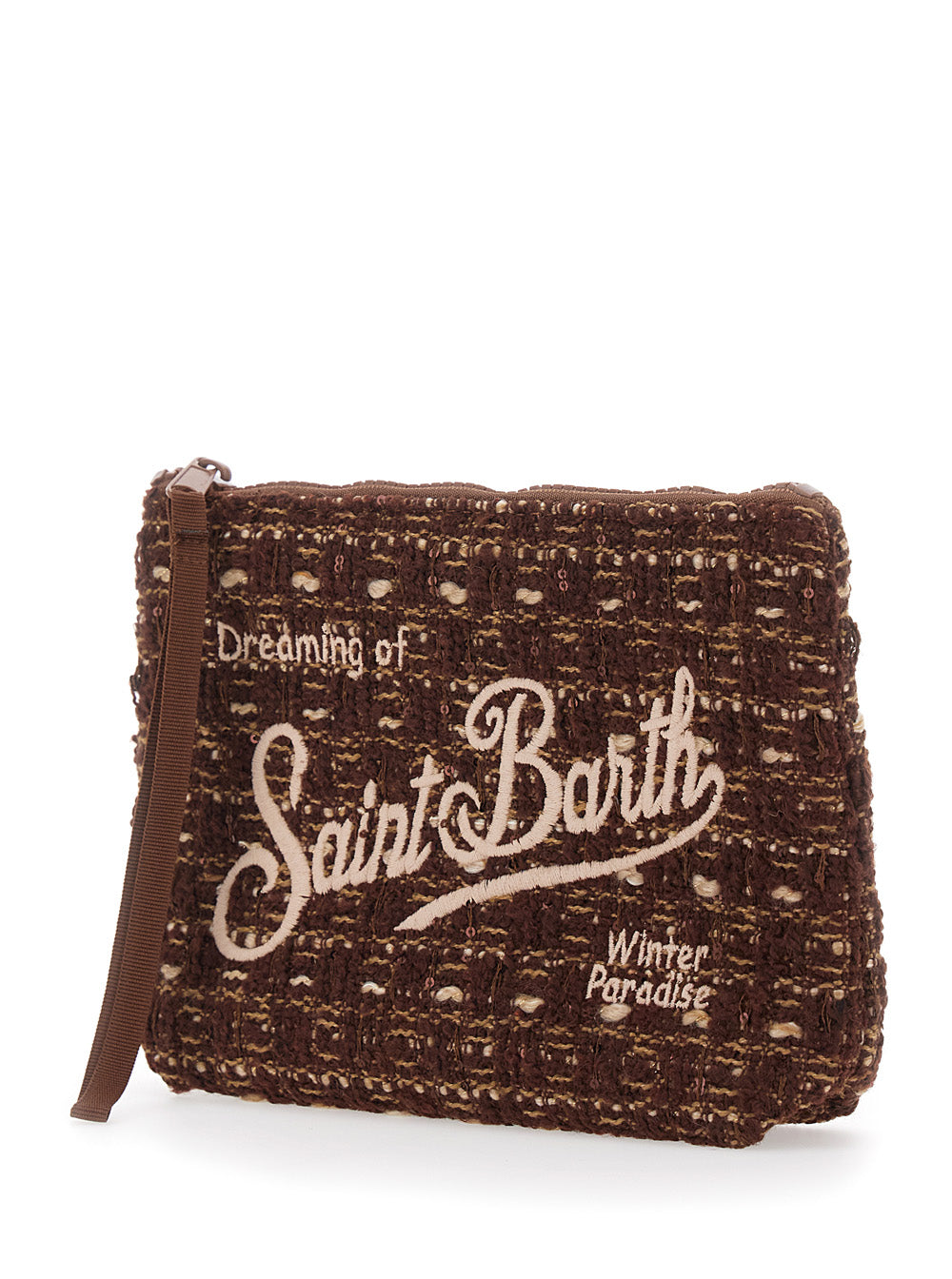 MC2 SAINT BARTH Mc2 Saint Barth Women Aline Tweed Pouch With Tech Fabric And Brown Rubber And Polyester Unisex