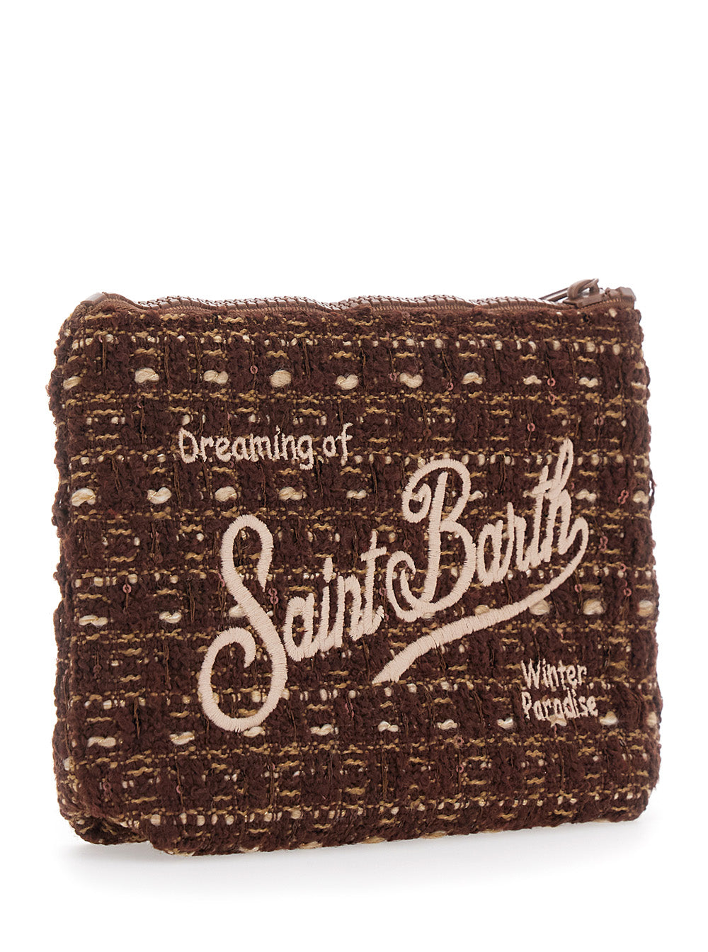 MC2 SAINT BARTH Mc2 Saint Barth Women Aline Tweed Pouch With Tech Fabric And Brown Rubber And Polyester Unisex