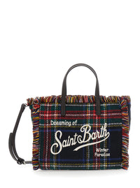 MC2 SAINT BARTH Mc2 Saint Barth Women Shoulder Bag With Tartan And Patch In 100% Polyester Multicolor Unisex