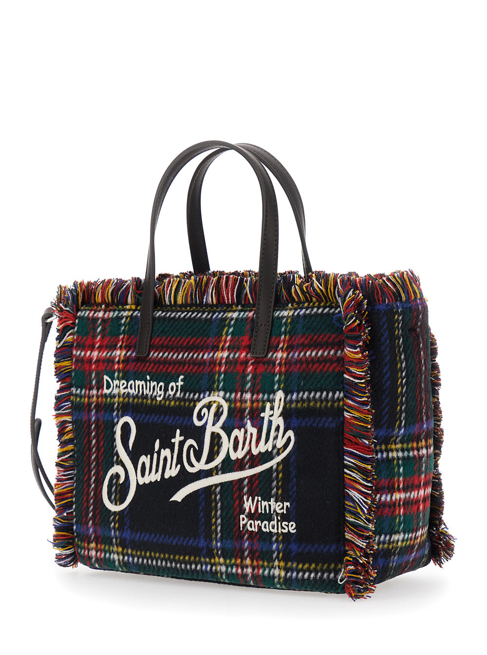 MC2 SAINT BARTH Mc2 Saint Barth Women Shoulder Bag With Tartan And Patch In 100% Polyester Multicolor Unisex