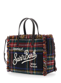 MC2 SAINT BARTH Mc2 Saint Barth Women Shoulder Bag With Tartan And Patch In 100% Polyester Multicolor Unisex