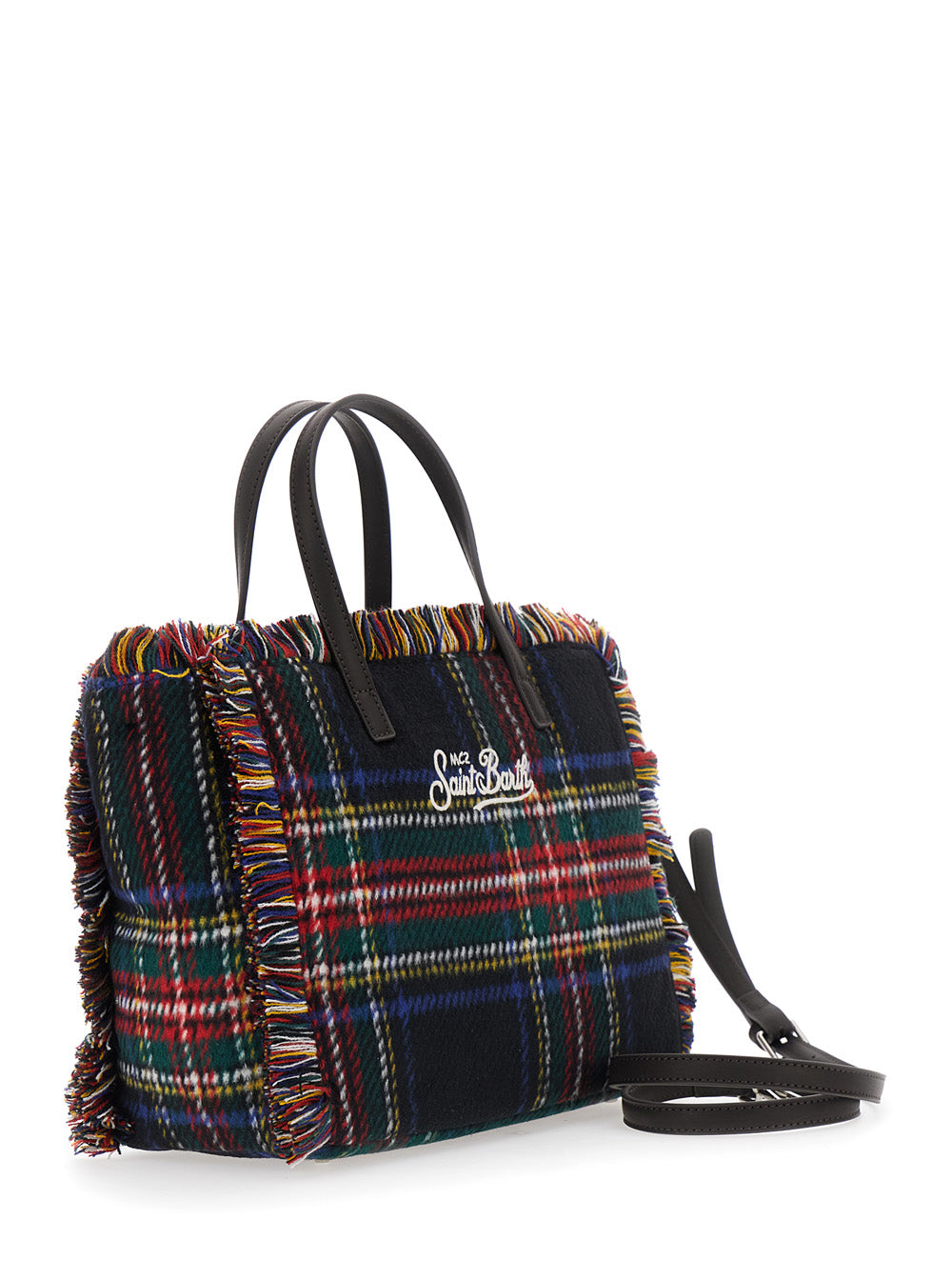MC2 SAINT BARTH Mc2 Saint Barth Women Shoulder Bag With Tartan And Patch In 100% Polyester Multicolor Unisex
