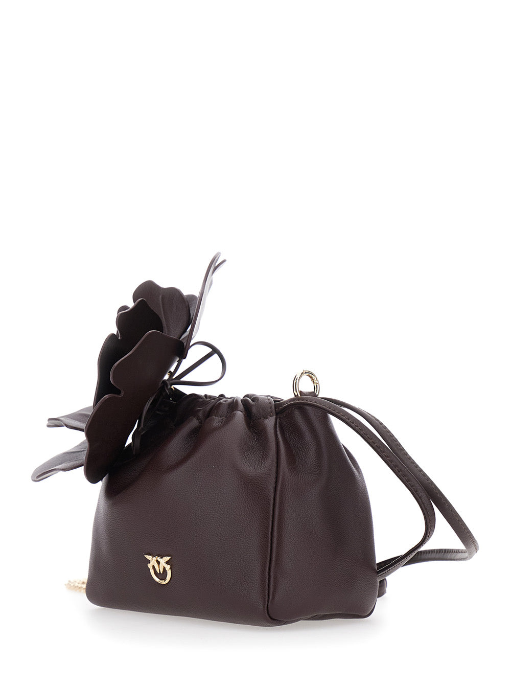 PINKO Pinko Women Mini Bag 'Pouch Flower' With Floral Print In Bordeaux Leather For Women