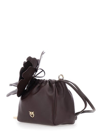 PINKO Pinko Women Mini Bag 'Pouch Flower' With Floral Print In Bordeaux Leather For Women