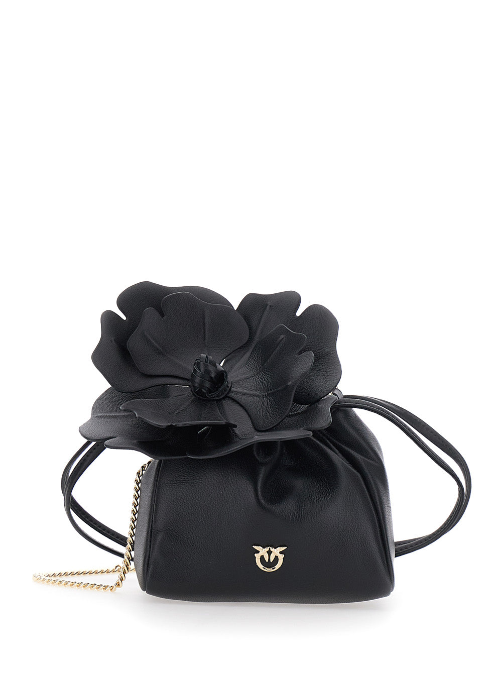 PINKO Pinko Women Pouch Bag Flower Sheep Nappa With Black Leather Floral Details For Women