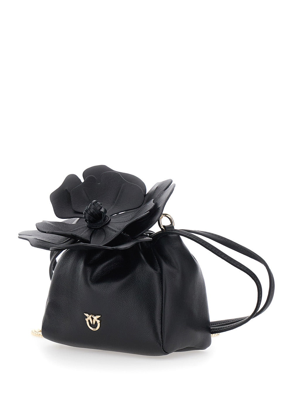 PINKO Pinko Women Pouch Bag Flower Sheep Nappa With Black Leather Floral Details For Women