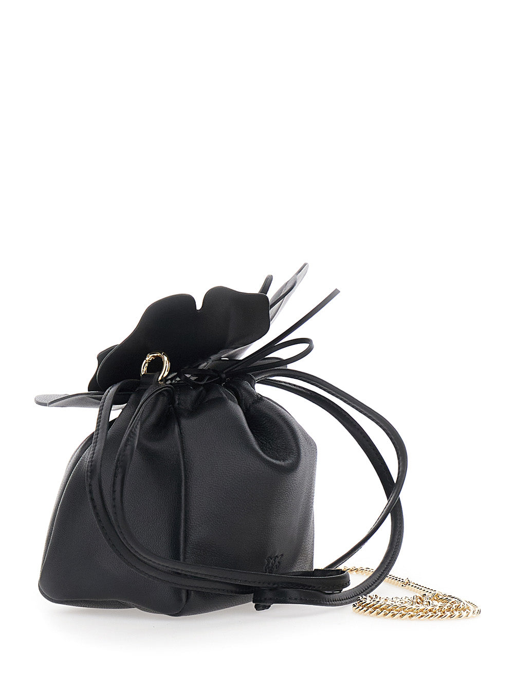 PINKO Pinko Women Pouch Bag Flower Sheep Nappa With Black Leather Floral Details For Women