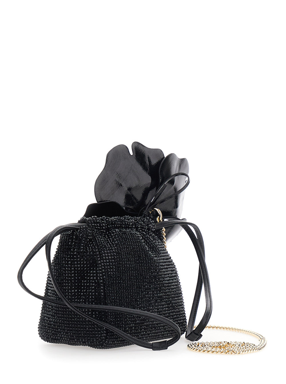 PINKO Pinko Women Crossbody Bag With Rhinestones And Black Leather Flower For Women