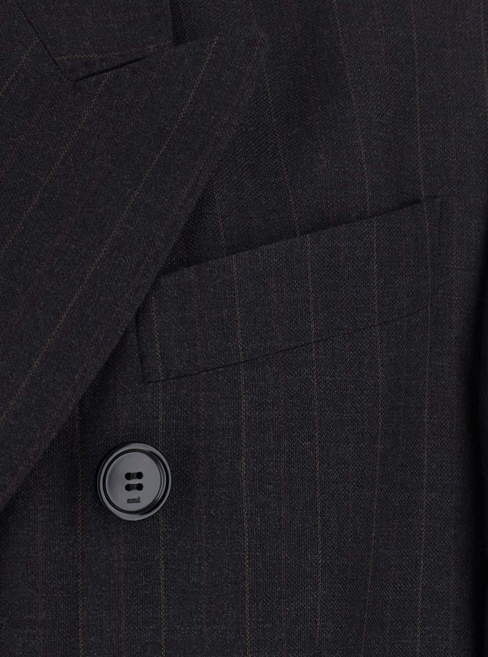 Ami Paris Men Black Double-Breasted Jacket With Peak Revers And All-Over Stripe Motif In Wool Blend Men