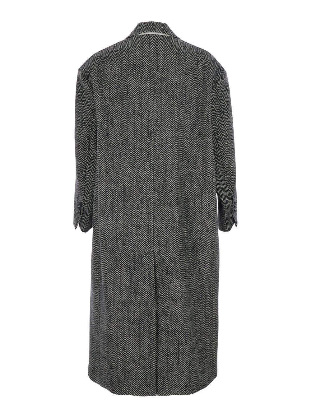 Ami Paris Men Long Double-Breasted Coat With Collar And Pockets Gray Men