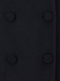 Leplain Women Black Short Coat With Halfbelt And Classic Collar In Wool Blend For Women