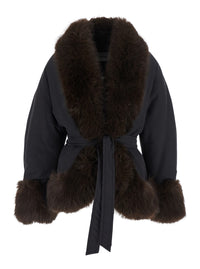 The Andamane Women Brina Jacket With Synthetic Fur Details And Tech Fabric, Black, Women