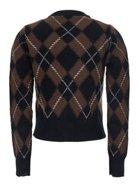 Ami Paris Women Cardigan With Round Neck And Oval Patches Ami In Brown For Men