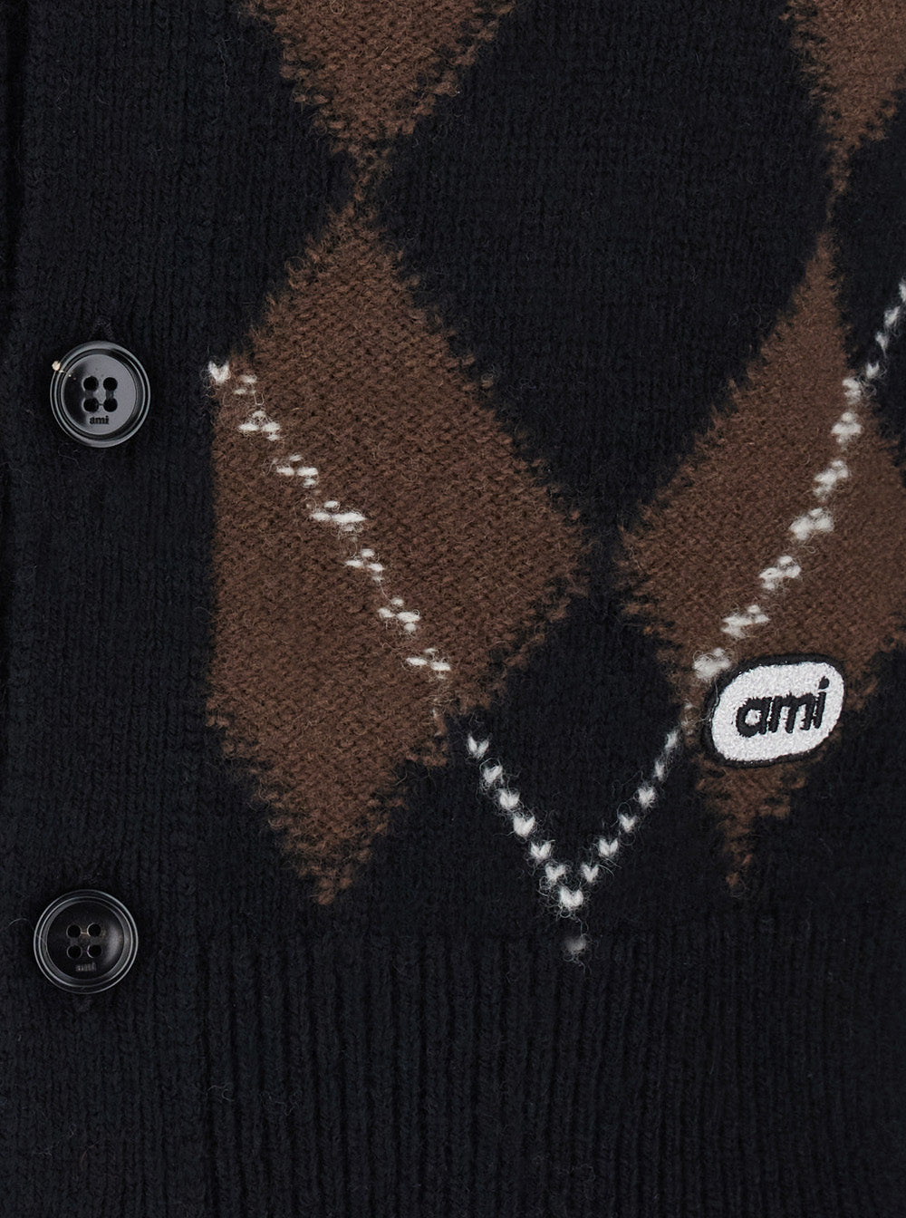 Ami Paris Women Cardigan With Round Neck And Oval Patches Ami In Brown For Men
