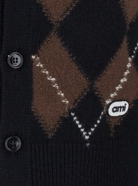 Ami Paris Women Cardigan With Round Neck And Oval Patches Ami In Brown For Men