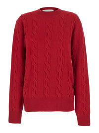 Ami Paris Women Sweater With Round Neck And Ami De Coeur Logo In Red For Men