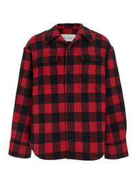 Ami Paris Men Red Cotton Overshirt With Bell Collar And Long Sleeves For Men