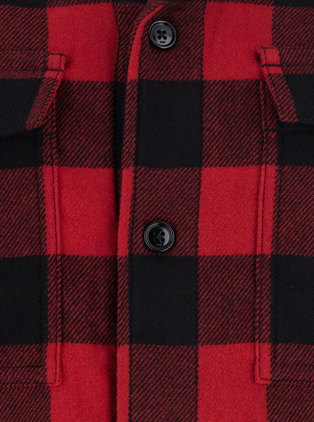 Ami Paris Men Red Cotton Overshirt With Bell Collar And Long Sleeves For Men