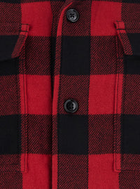 Ami Paris Men Red Cotton Overshirt With Bell Collar And Long Sleeves For Men
