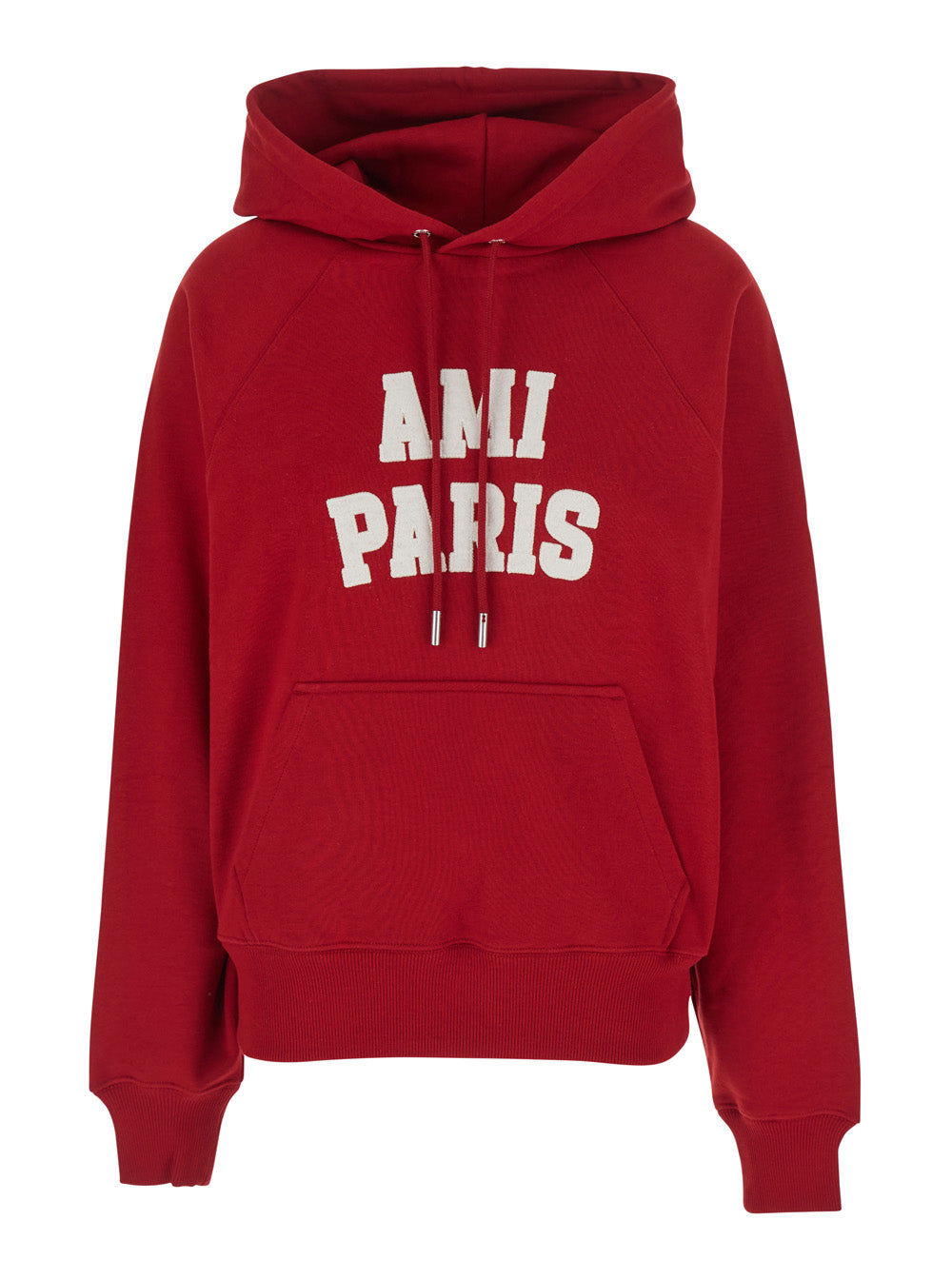 AMI PARIS Ami Paris Women Hoodie With Felt Embroidery Ami Paris And Long Sleeves In Red Unisex
