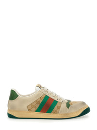 Gucci Men Sneaker 'Screener' With Web Detail On The Side In Gg Supreme Canvas And Multicolor Leather For Men