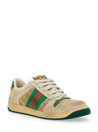 Gucci Men Sneaker 'Screener' With Web Detail On The Side In Gg Supreme Canvas And Multicolor Leather For Men