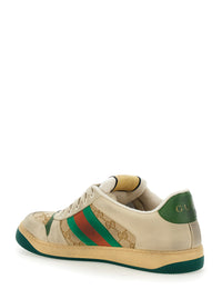 Gucci Men Sneaker 'Screener' With Web Detail On The Side In Gg Supreme Canvas And Multicolor Leather For Men