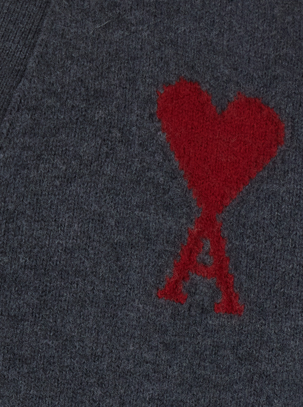 AMI PARIS Ami Paris Men V Neck Cardigan With Ami De Coeur In Knit And Tech Fabric Black Unisex