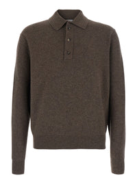 Bottega Veneta Men Wool Classic Knit Sweater/ Mudstone Melange