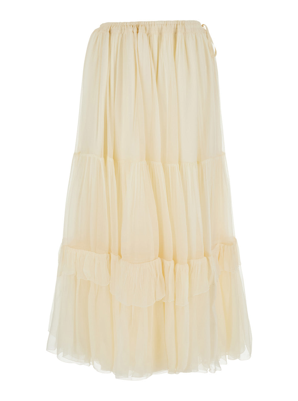 Chloé Women Silk Skirt With Elegant Details In Yellow Women