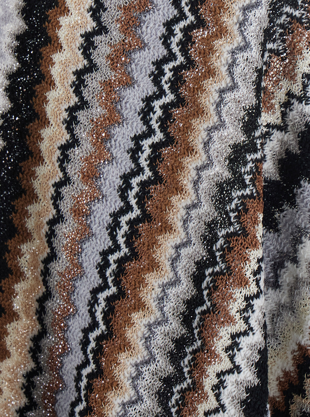 MISSONI Missoni Women Brown Wool And Viscose Long Sleeve V-Neck Poncho For Women