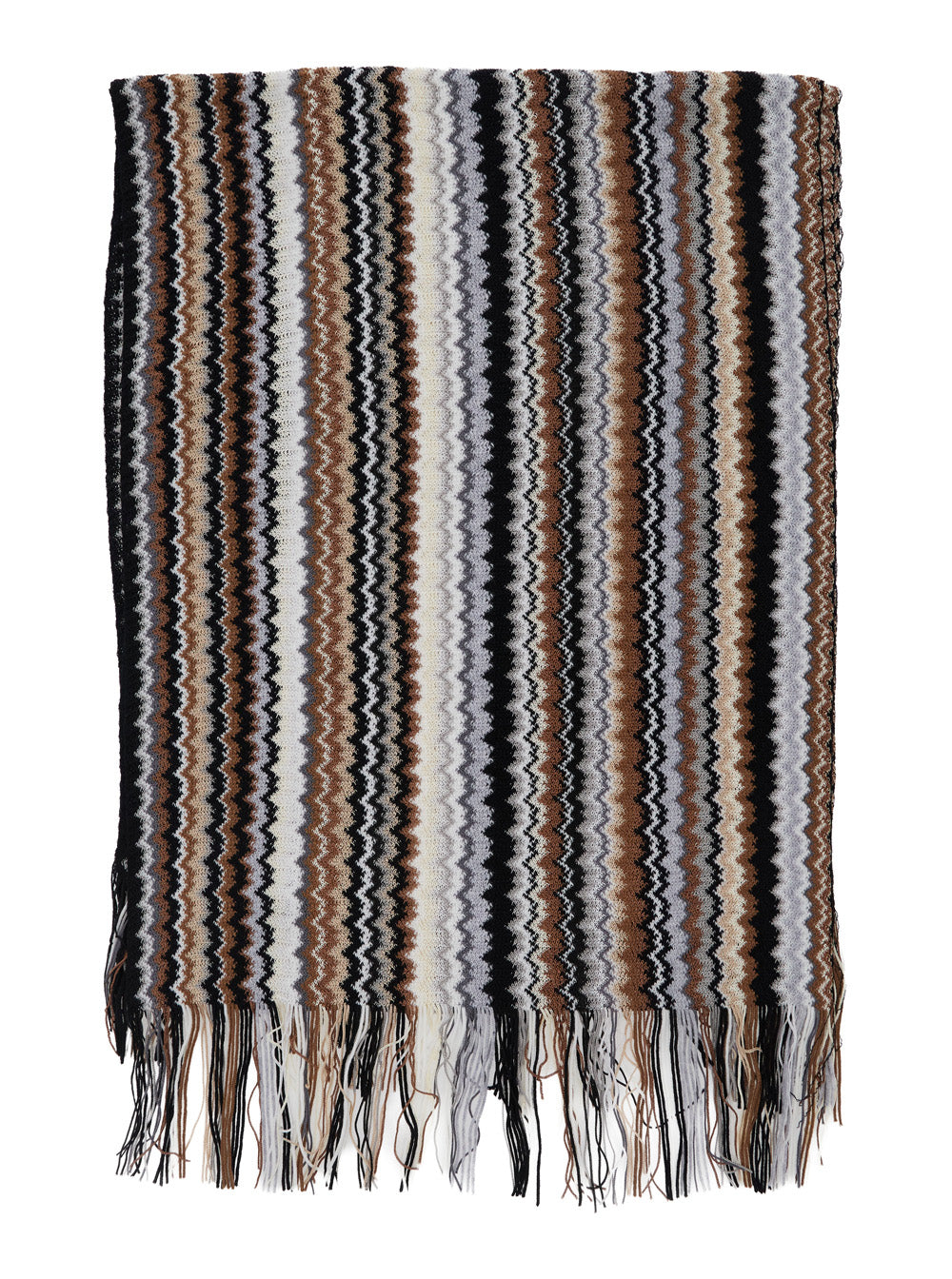 Missoni Women Scarf In Wool And Viscose With Missoni Motif And Brown Unisex