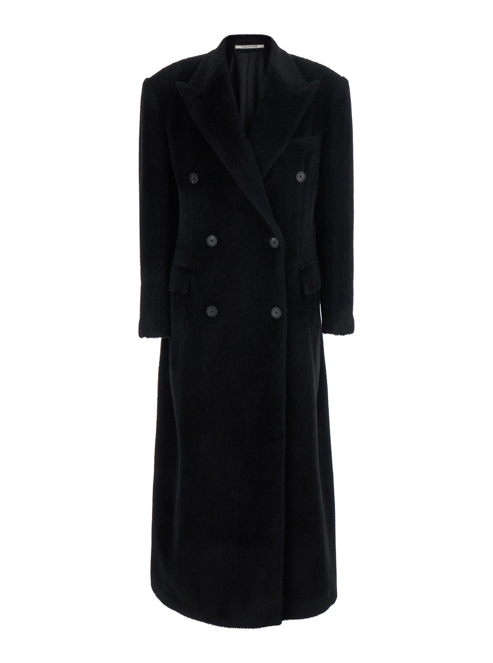 Tagliatore Women Oversized Alpaca Wool Coat With Collar And Long Sleeves Black Women